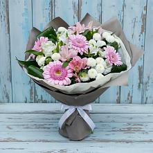 Букет цветов из:  Герберы, Альстромерии и Хризантемы в Красногвардейском Ставропольского края