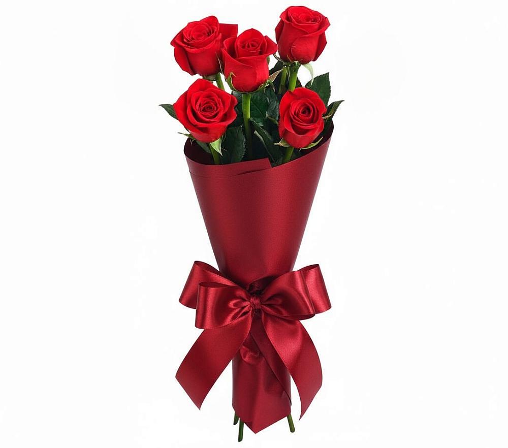 Букет 5 Красных роз Эдлесс Лав в Красногвардейском Ставропольского края