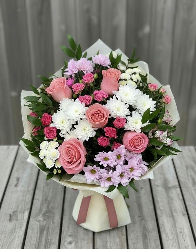 Букет цветов из: Альстромерии, Гвоздики, Розы и Хризантемы в Красногвардейском Ставропольского края