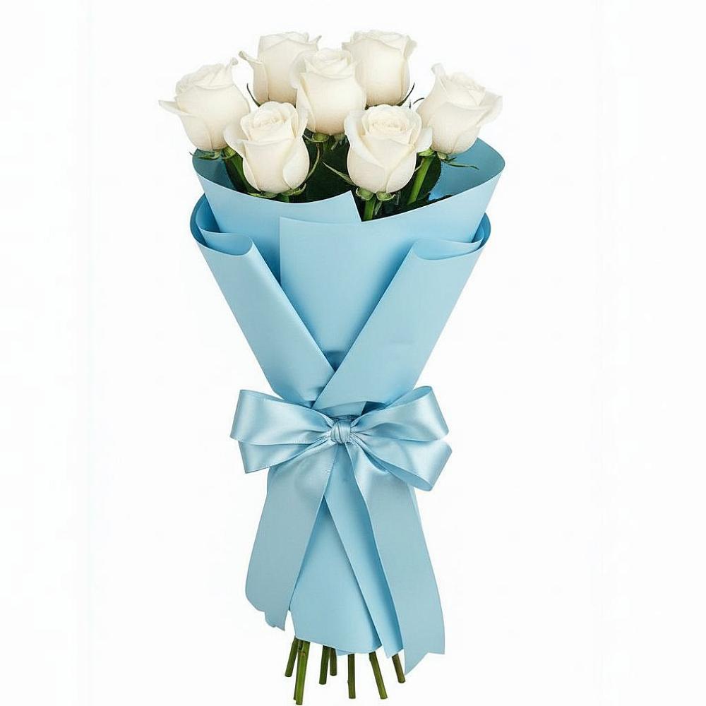 Букет 7 белых роз Проуд в Красногвардейском Ставропольского края