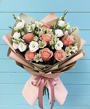 Букет цветов из:  Розы, Альстромерии и Лизиантусы в Красногвардейском Ставропольского края