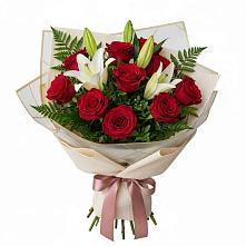Букет цветов из:  Лилии и Розы в Красногвардейском Ставропольского края