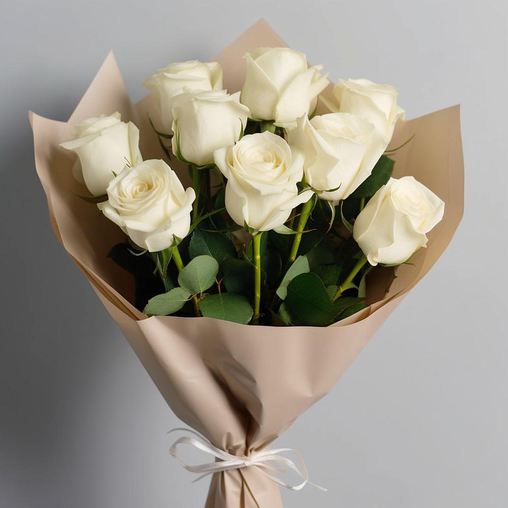 Букет 9 Белых роз Эдлесс Лав в Красногвардейском Ставропольского края