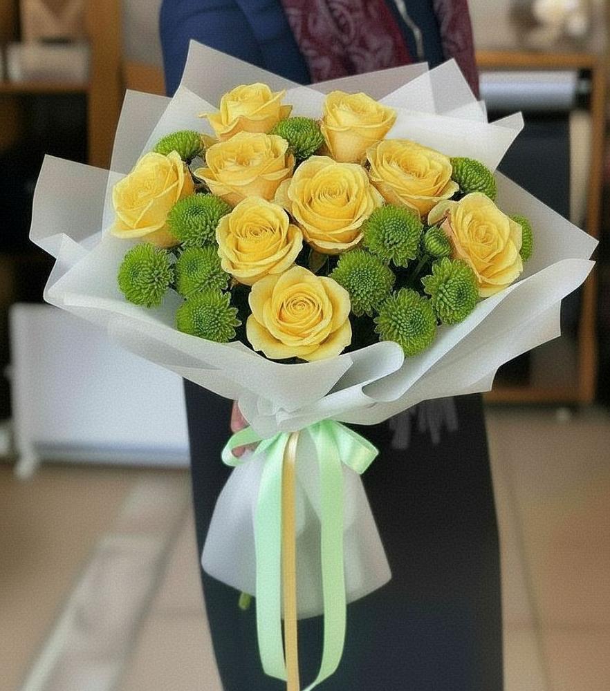 Букет цветов из: Хризантемы и Розы в Красногвардейском Ставропольского края