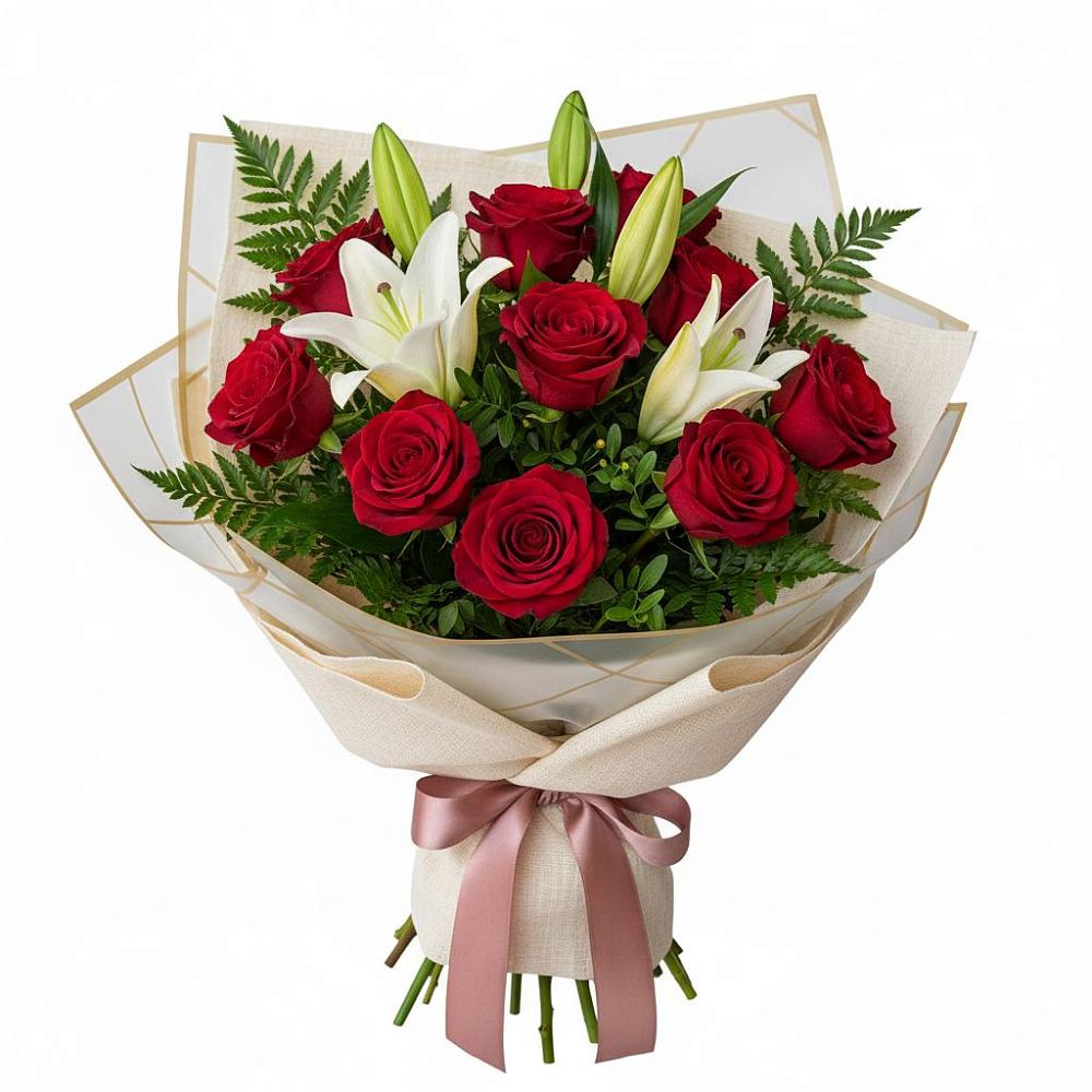 Букет цветов из: Лилии и Розы в Красногвардейском Ставропольского края