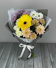 Букет цветов из:  Розы, Герберы и Хризантемы в Красногвардейском Ставропольского края