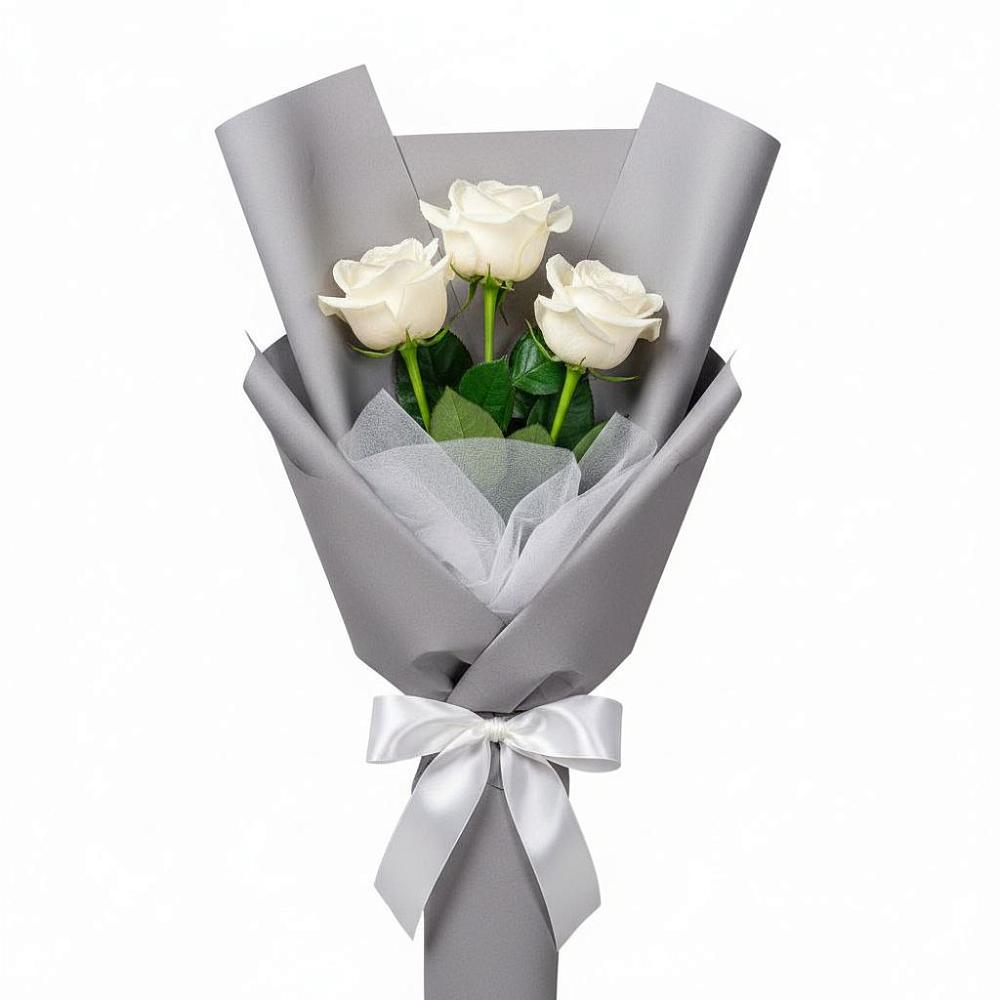 Букет 3 белые розы в Красногвардейском Ставропольского края