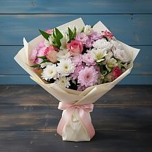 Букет цветов из:  Хризантемы, Альстромерии и Розы в Красногвардейском Ставропольского края