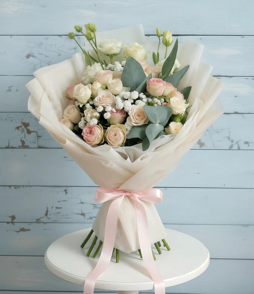 Букет цветов из: Розы и Лизиантусы в Красногвардейском Ставропольского края