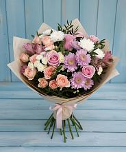 Букет цветов из:  Хризантемы, Розы и Альстромерии в Красногвардейском Ставропольского края