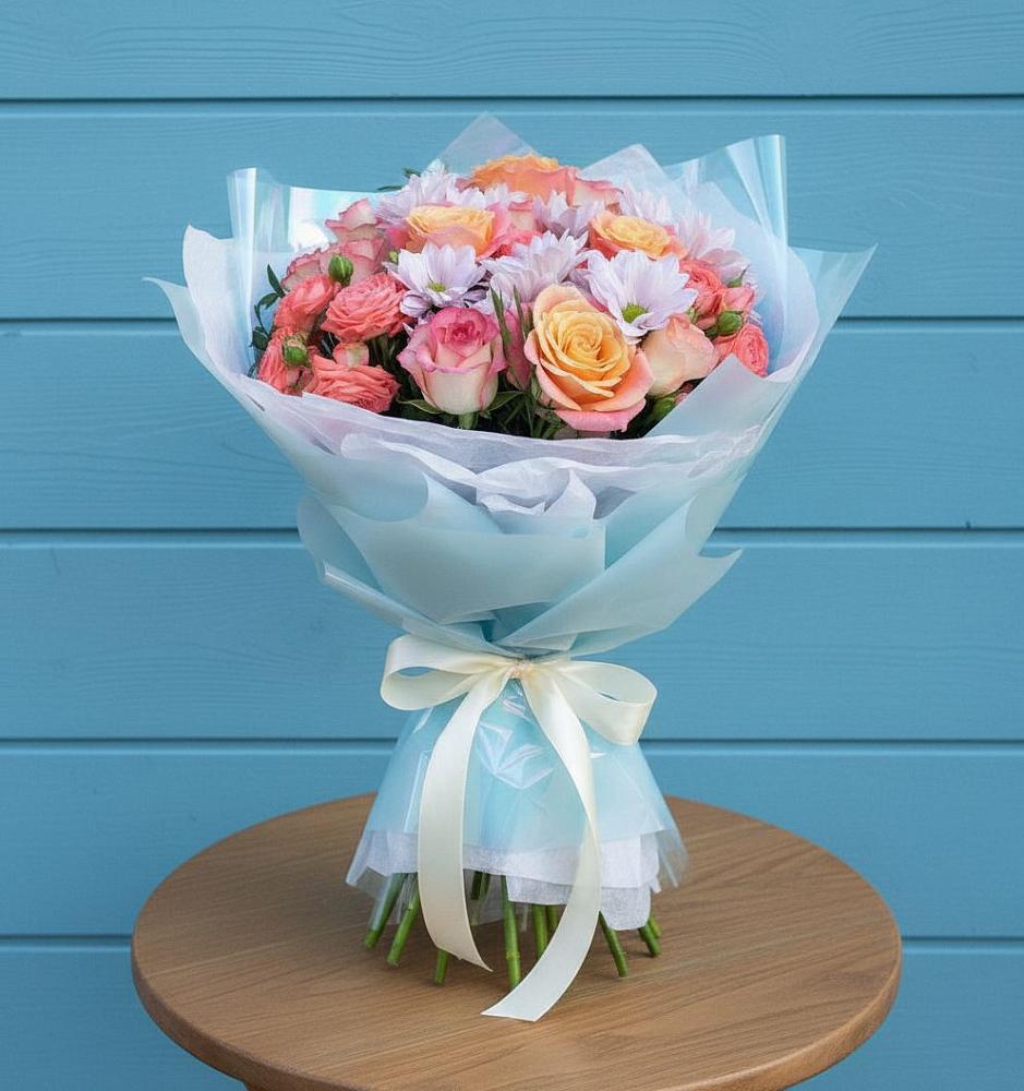 Букет цветов из: Хризантемы и Розы в Красногвардейском Ставропольского края