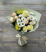 Букет цветов из:  Альстромерии, Розы и Хризантемы в Красногвардейском Ставропольского края